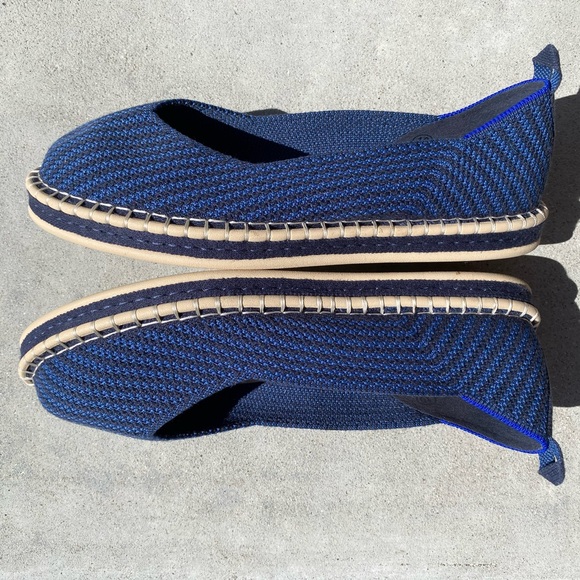 Rothy's Navy Blue Striped Espadrille Flats Size 10 - Picture 8 of 9